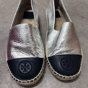 Tory Burch Silver Espadrilles 37.5